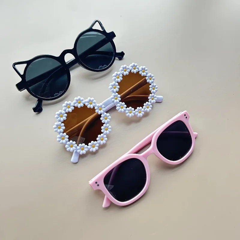 3PCS Girls UV400 Sunglasses Boys Sun Glasses Kids TR90 Eyeglasses Frame Children Camping Sunscreen Anti Glare Shade Eyewear