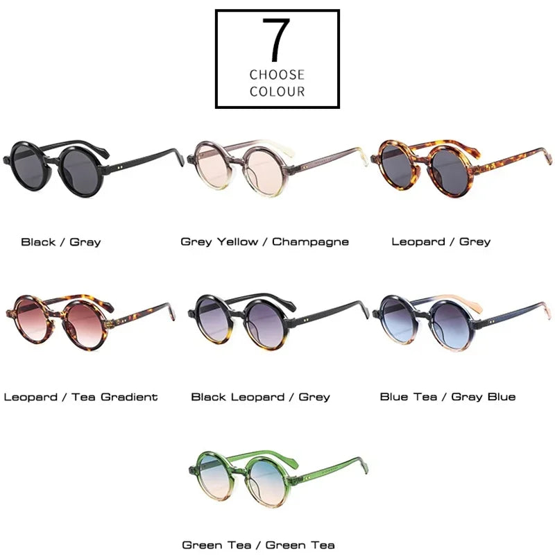 JNPCXI Retro Round Punk Women Sunglasses Fashion Double Color Gradient Purple Shades Men Rivets Sun Glasses UV400