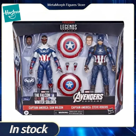 Original Hasbro Marvel Legends Series CAPTAIN AMERICA: SAM WILSON&CAPTAIN AMERICA: STEVE ROGERS Anime Figure Collection Toy