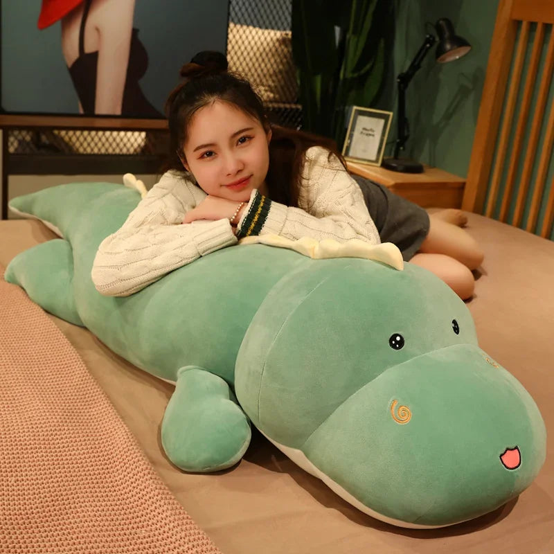 New Huggable Big Long Cute Dinosaur Plush Toy Soft Cartoon Animal Crocodile Stuffed Doll Boyfriend Pillow Kid Girl Birthday Gift
