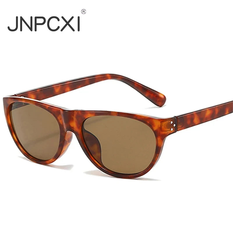 JNPCXI New Fashion Pilot Cat Eye Sunglasses Women Retro Rivets Shades UV400 Men Clear Lens Frame