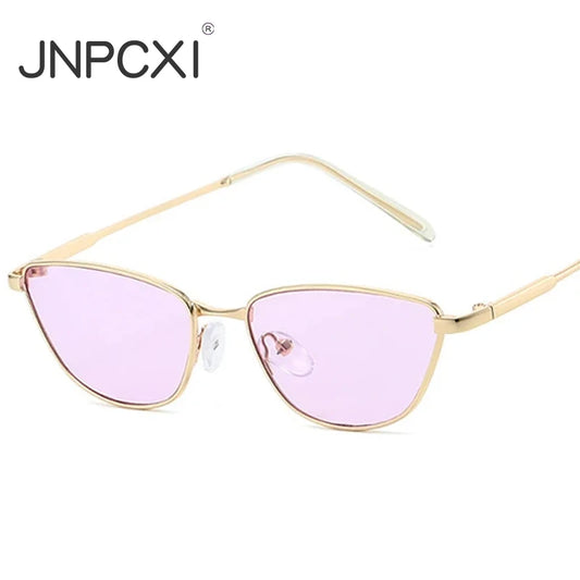 JNPCXI New Fashion Purple Candy Color Metal Cat Eye Women Sunglasses Vintage Men Shades Sun Glasses UV400