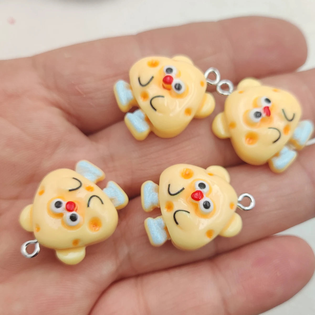 10Pcs Yellow Cheese Man Pendant Charms - DIY Resin Jewelry Making Kit for Necklace and Earrings