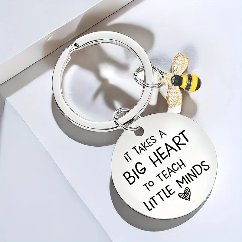 An "It Takes a Big Heart" Teacher's Day Graduation Gift for Teachers, Stainless Steel Keychain, Thank You
