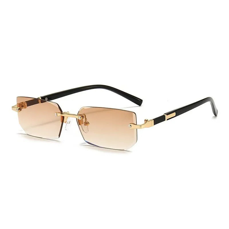 UV400 Protection Rimless Rectangle Sunglasses Y2K Eyewear Vintage Frameless Sun Glasses for Women Men