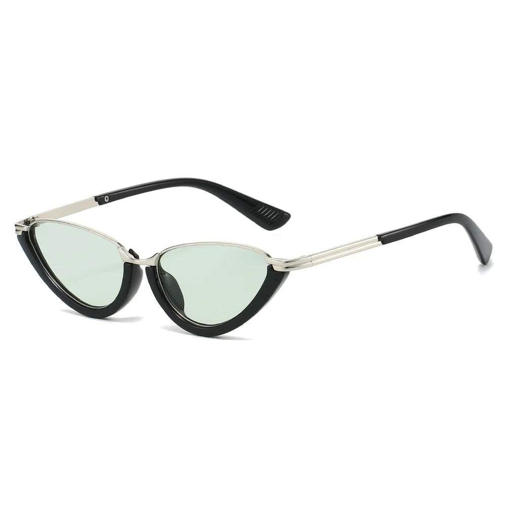 JNPCXI Retro Small Cat Eye Women Sunglasses Fashion Clear Ocean Lens Shades UV400 Men Trending Punk Gradient Sun Glasses
