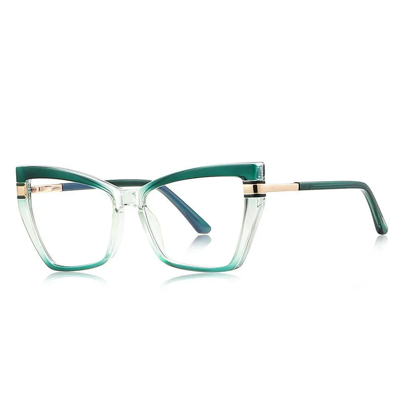 JNPCXI New TR90 Cat Eye Anti Blue Light Reading Glasses Women Trendy Gradient Color Myopia Prescription Photochromic Eyeglasses