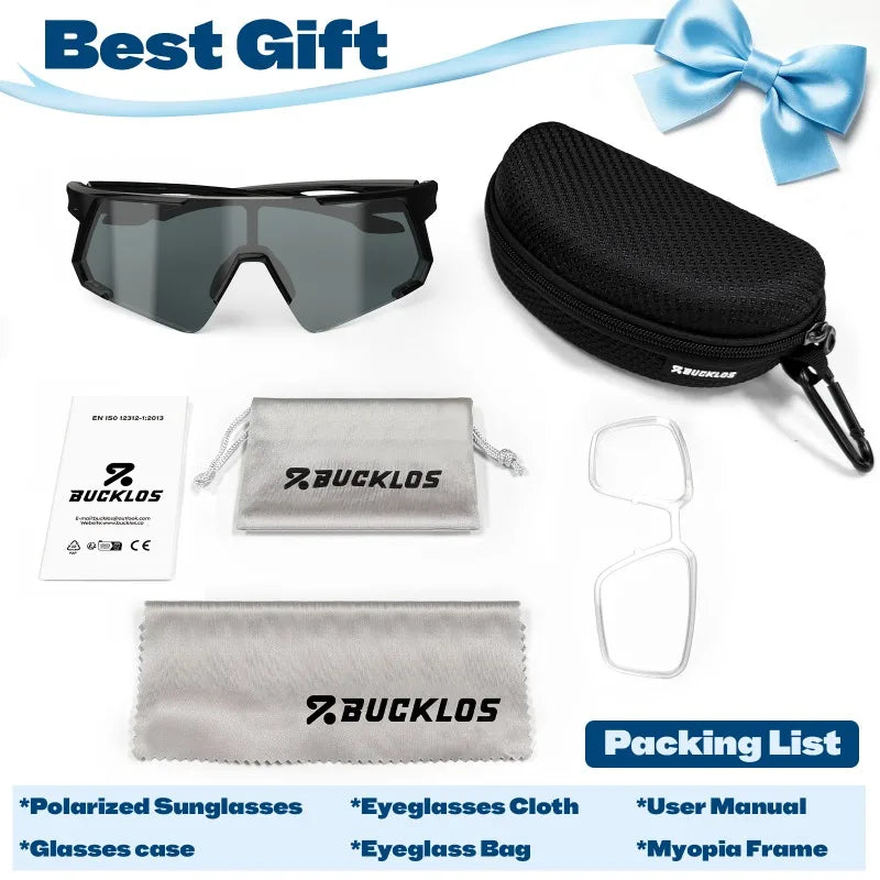 BUCKLOS Cycling Sprot Glasses Lightweight Bicycle Sunglasses High-Definition Lenses Road Bike UV400 Protection Goggles Eyewear