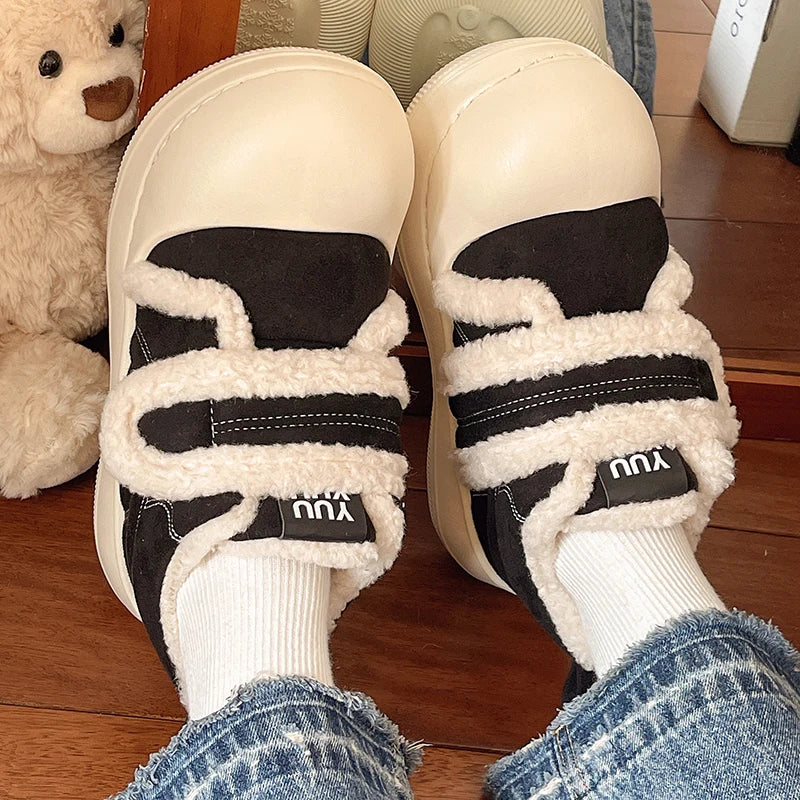 Cute Big Toe Platform Snow Boots Women Thick Bottom Non Slip Cotton Padded Shoes Woman Comfort Thicken Plush Warm Winter Shoes
