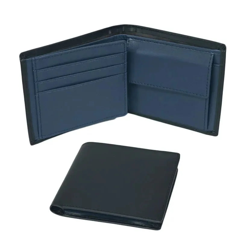 Minimalist Men Wallet with Zipper Coin Pocket RFID Credit Card Holder Tri-fold Multi-card Slot Document Holder Protective Cover