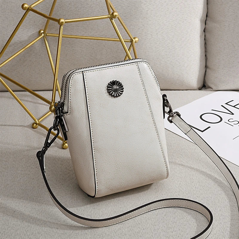 Women Mini Genuine Leather Crossbody bags Female Small Oil Wax Cowhide Leather Shoulder Messenger Bag Luxury Designer Handbag