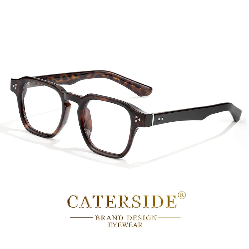 CATERSIDE Retro Square Glasses Men Anti Blue Light Core Insert Temple Computer Glasses for Women Luxury Brand Glasses Frame
