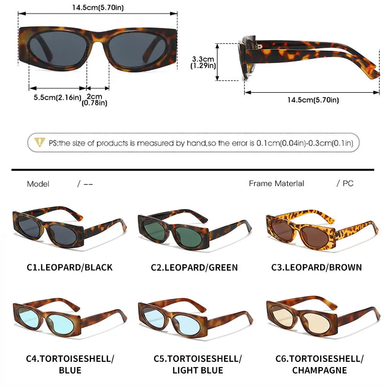 JNPCXI New Ins Popular Fashion Square Sunglasses Women Shades UV400 Retro Leopard Men Trending Oval Lens Sun Glasses