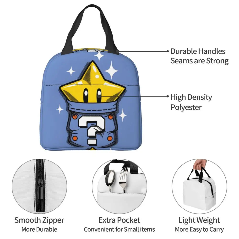 Custom Mario Super Bros Insulated Lunch Bag Reusable Thermal Cooler Lunch Box M9