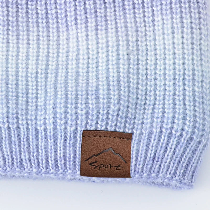 Xinbaoguan 60% acrylic 9858 autumn and winter new knitted hat trend gradient tie dye warm hat rainbow fashionable woolen hat