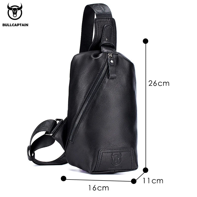 BULLCAPTAIN Chest Bag For Men Male Crossbody Bages Summer Short-Distance Chest Bag's Leather Bags Casual Business Chest Pack