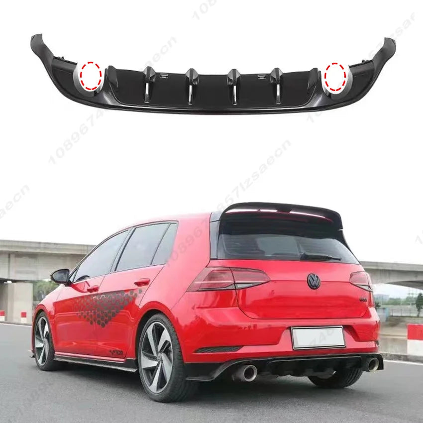 For VW Golf 7.5 Standard Edition GTI 2017-2019 Car Rear Bumper Black Diffuser LED Splitter Spoiler With Iight  Exterior Body Kit