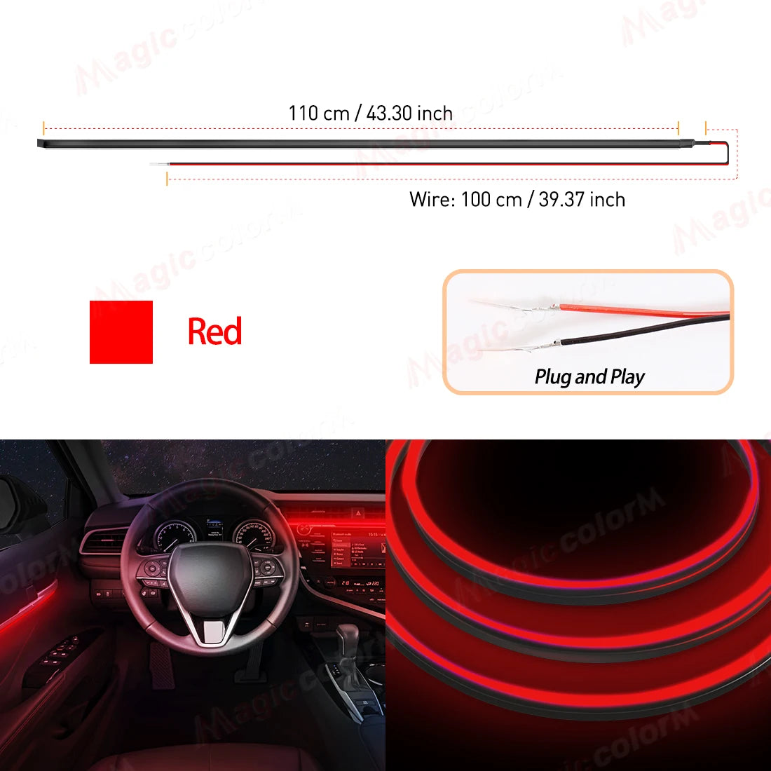 Car LED Ambient Light Car Interior Decorative Lamp For Universal DIY Flexible Hidden Cuttable Acrylic Strip High Density Colour