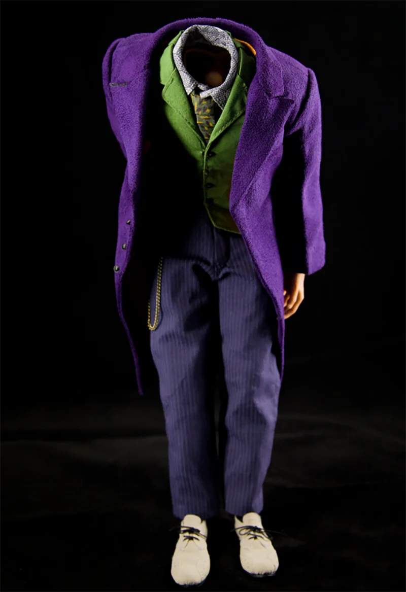 1/6 Joker Heath Ledger Purple Coat Suit Clown Costume Set Model Fit 12'' Soldier