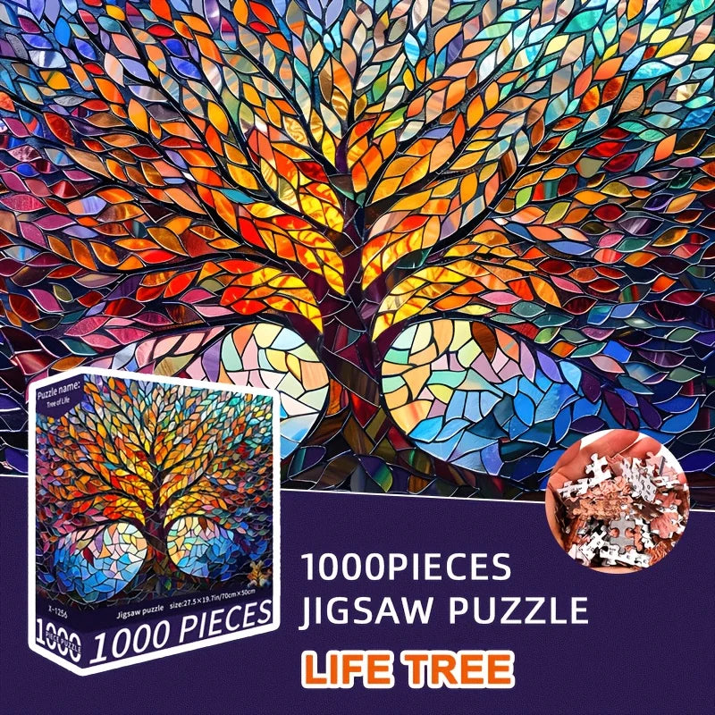 1000-Piece Adult Jigsaw Puzzle of a Vibrant Tree Painting, Large Finished Size 70x50cm (27.5x19.7 Inches)
