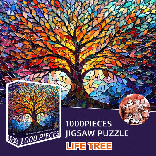 1000-Piece Adult Jigsaw Puzzle of a Vibrant Tree Painting, Large Finished Size 70x50cm (27.5x19.7 Inches)