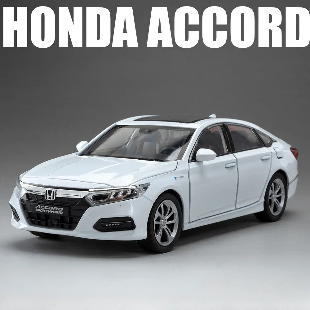 1:24 HONDA ACCORD GTR-R34 Cars Model Toys Alloy Diecast Vehice 6 Door Opened Sound Light Pull Back Toy Children's Birthday Gifts