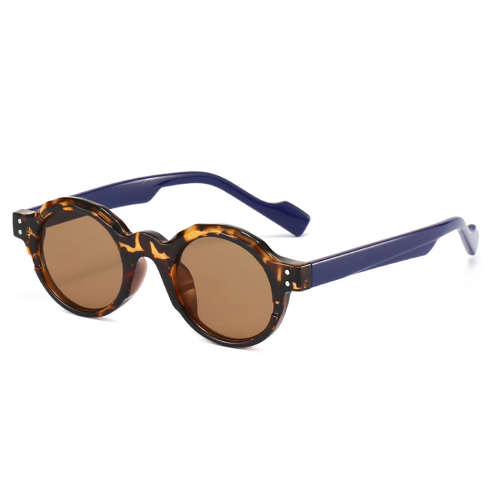 JNPCXI New TR90 Polygon Round Men Sunglasses Retro Rivets Women Gray Shades UV400 Sun Glasses