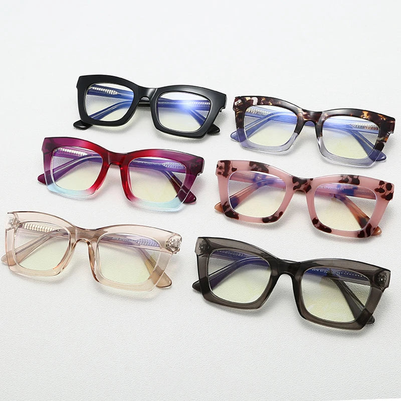 JNPCXI New Retro Square Rivets Anti-Blue Light Glasses Women Quality Frames Optical Eyeglasses Men Prescription Glasses