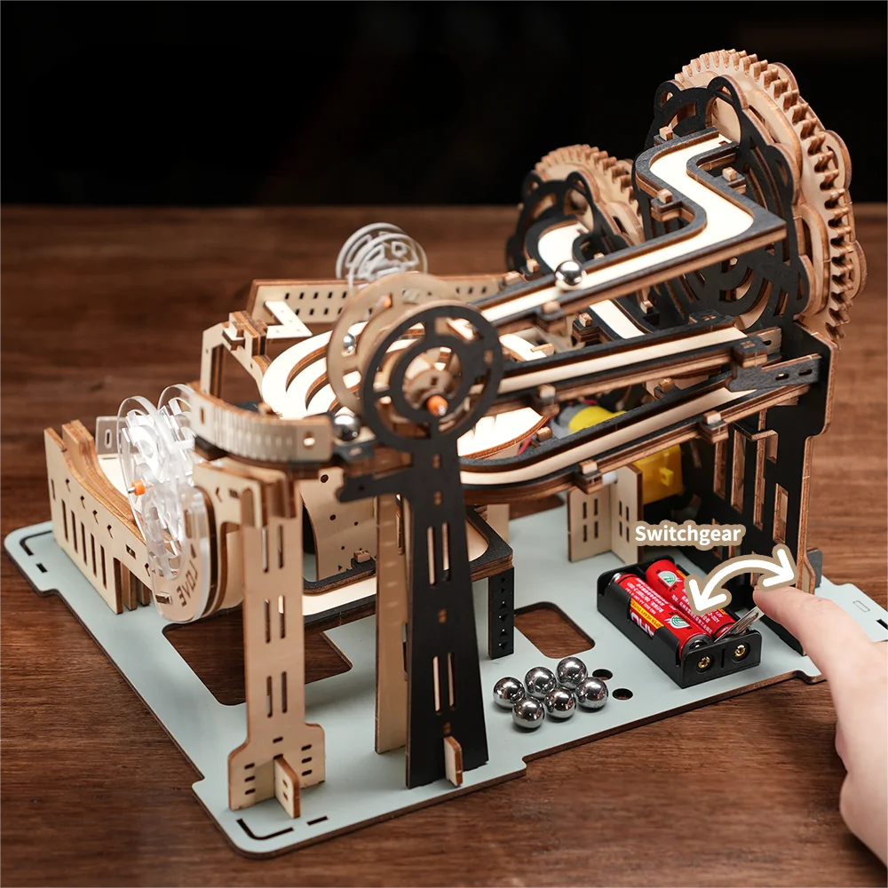 Exquisite Wooden Diy 3D Puzzle Unique Building Block Mechanical Marble Run Handmade Desk Decoration Creative Gift For Kids Adult