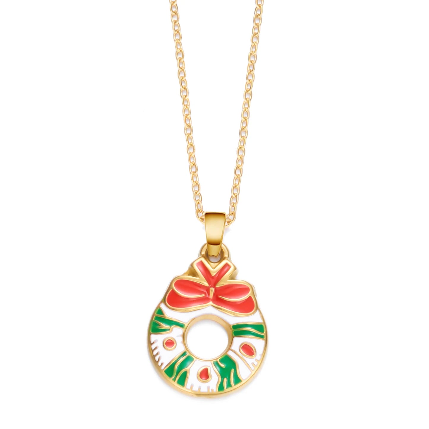 Stainless Steel Colorful Drip Oil Christmas Tree Snowman Pendant Necklace For Women Y2k Fashion Neck Chain Jewelry New Year Gift