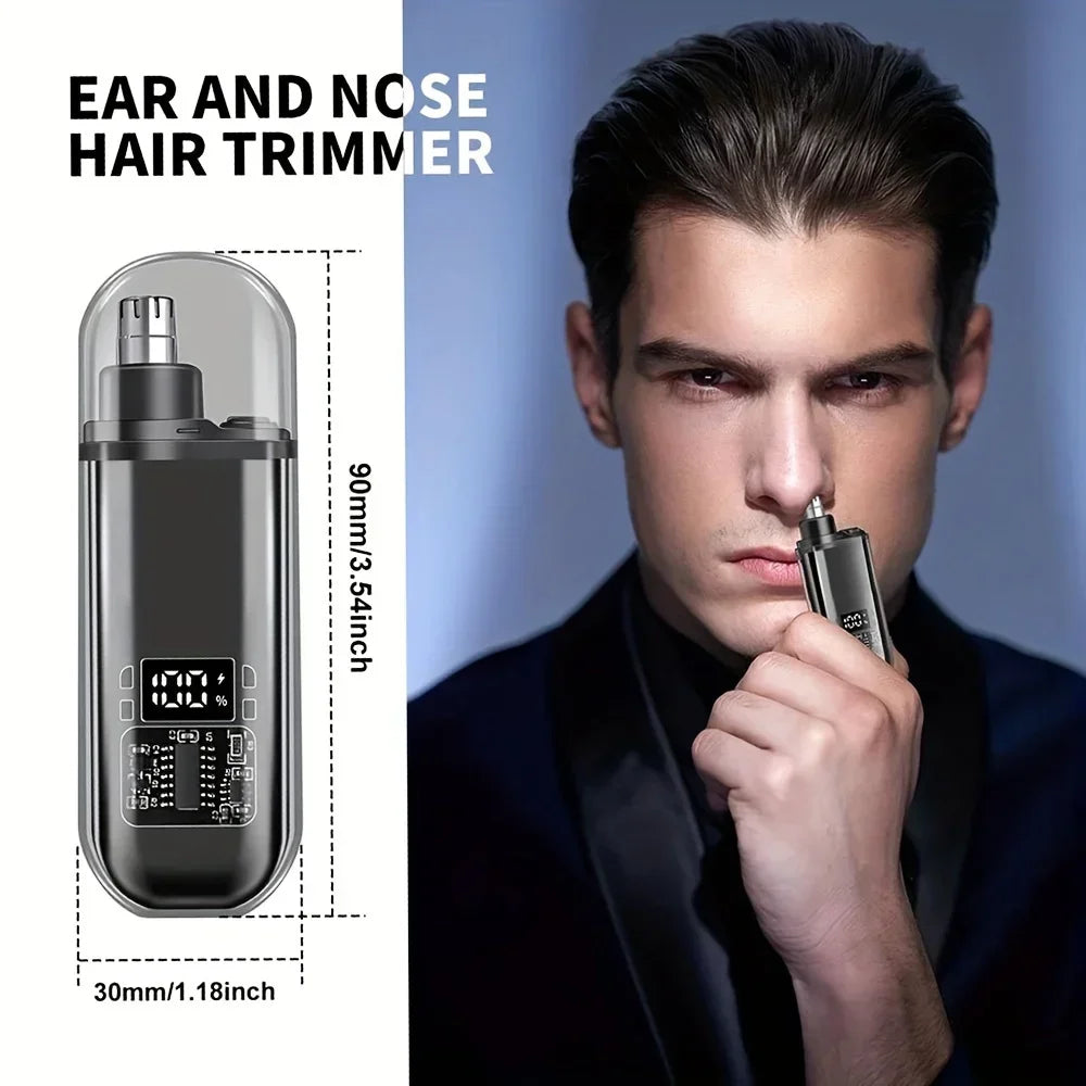USB Rechargeable Nose & Ear Hair Trimmer, Portable Mini Electric Grooming Kit
