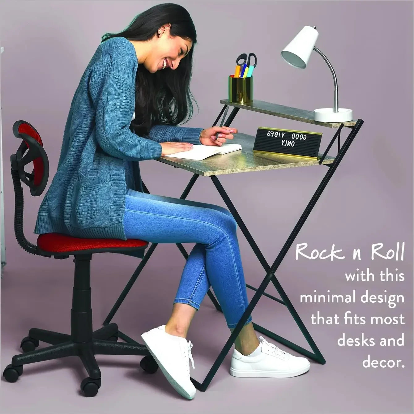 Swivel Mesh Desk Chair, Computer Room Keyboard Desk Table Red 21D x 21W x 33H in