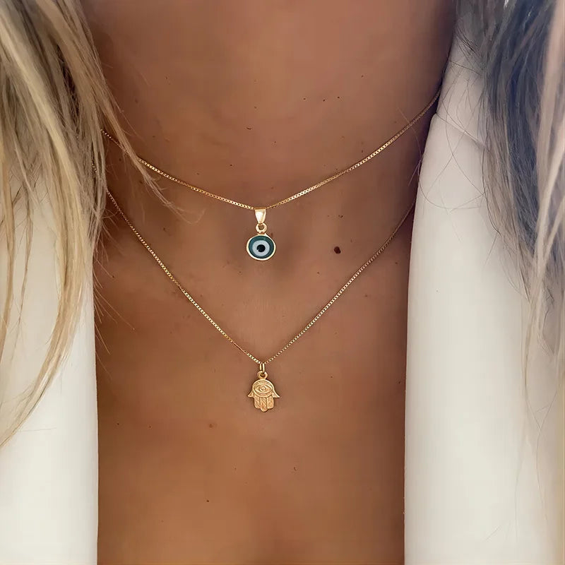 Zircon Evil Eye Necklace for Women Gold Color Choker Chain Turkish Blue Eyes Pendant Necklace Lucky Jewelry Gift collier femme