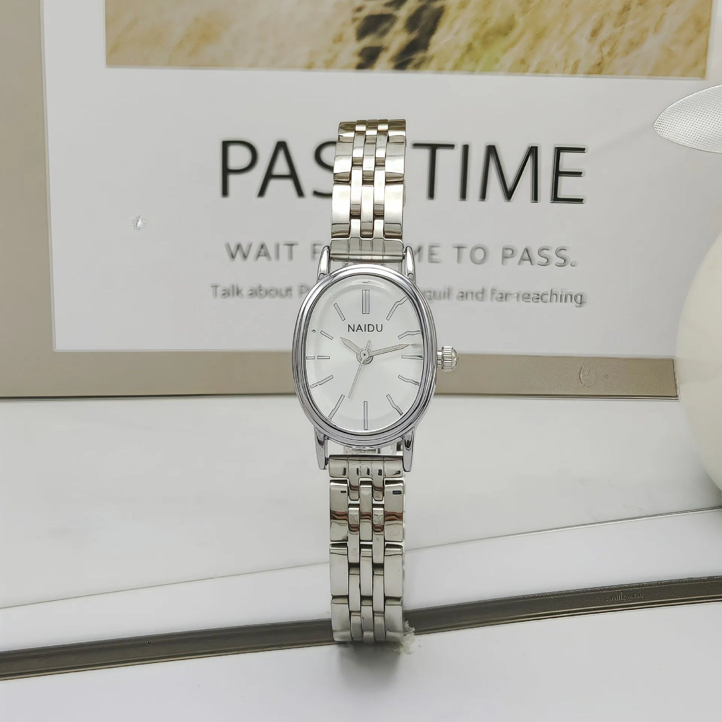 Vintage Style Fashion Oval Dial Quartz Watch Steel Strap Pointer Digital Wristwatch Women Clock Relogio Feminino Dropshipping