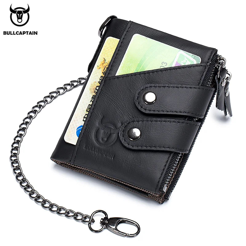 BULLCAPTAIN Men's Zipper Wallet Rfid Wallet Multifunction Storage Bag Coin Purse Wallet's Card Bags Genuine Leather Purse Male
