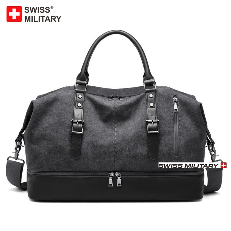 SWISS MILITARY Handheld Travel Retro Bag Canvas Multifunctional Anti-Theft Bag