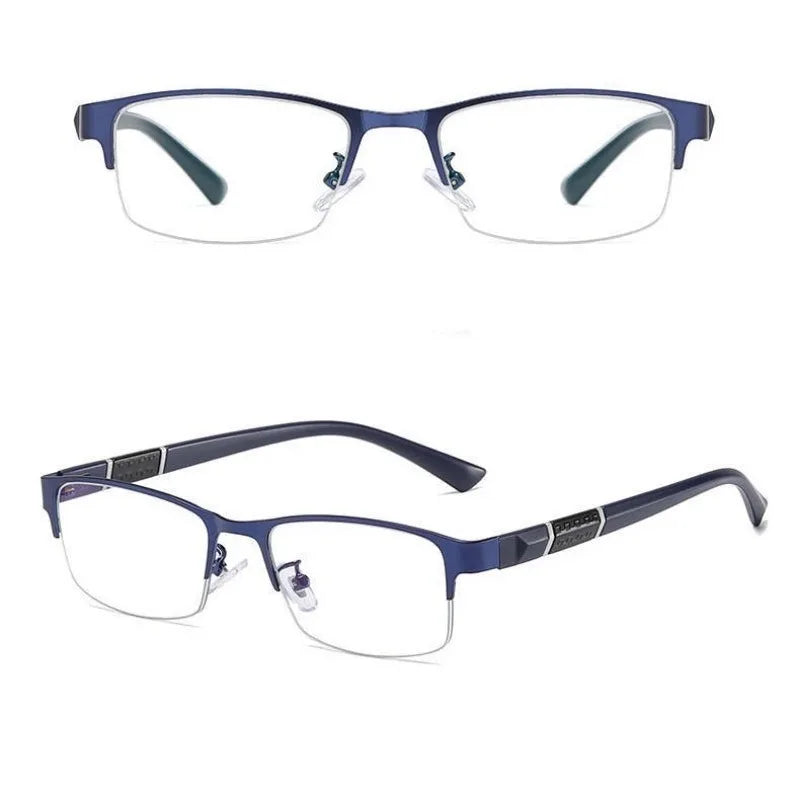 Anti Blue Reading Glasses Men Half-frame Glasses Business Style Male Eyeglasses For Old People Glasses With Grade +100~+400