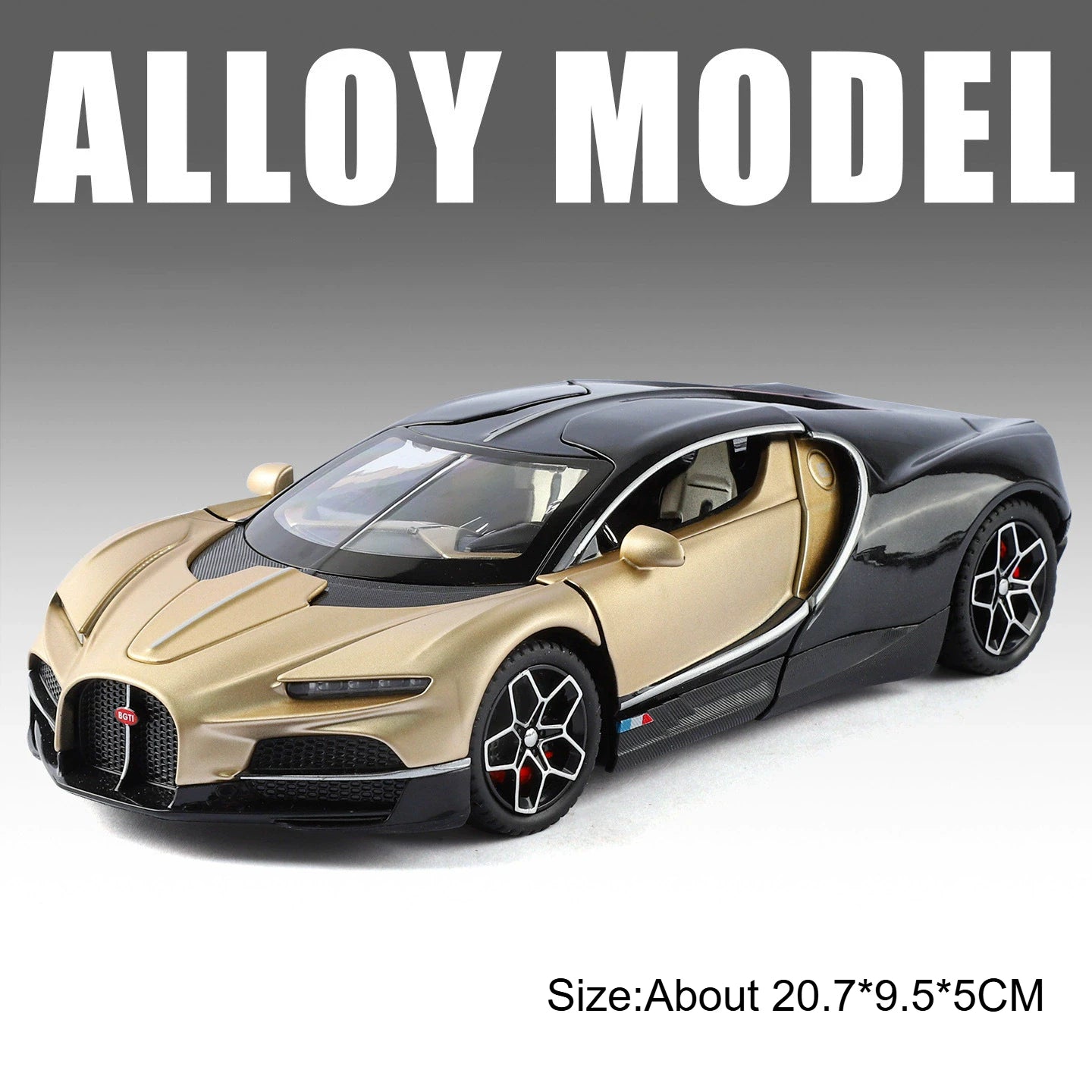 1:24 Chiron Tourbillon Miniature Model Alloy Diecast Car Toy Doors Opened with Sound Light Pull Back Sportscar Festival Surprise