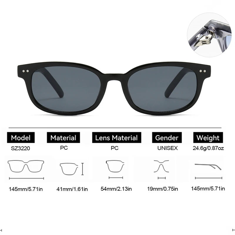 JNPCXI New Square Men Sunglasses Fashion Rivets Women Gray Blue Gradient Shades UV400