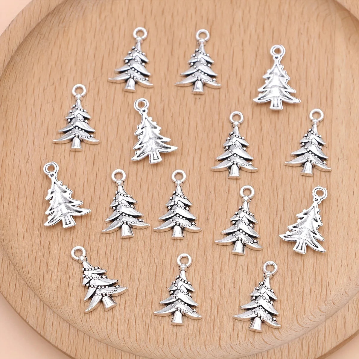 15pcs Silver Plated Christmas Tree Charms Pendants For Jewelry Making DIY Handmade Necklace Earrings Key Chain Accessories