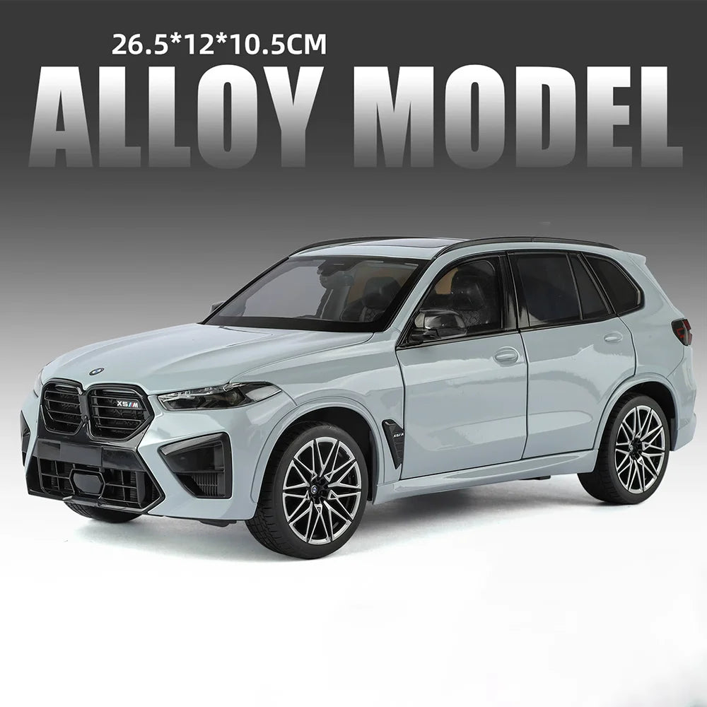 1:18 M3 CS LCI X5M Diecast Model Alloy Toys Car Doors Opened Front Wheel Steering Folding Rearview Mirror Cars Desktop Ornaments