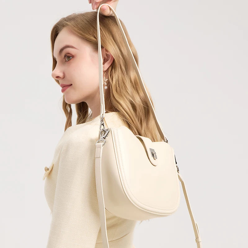 Women's fashion cowhide Genuine Leather Crossbody Handbag Female Vintage Underarm Shoulder Bag luxury designer Messenger Bag