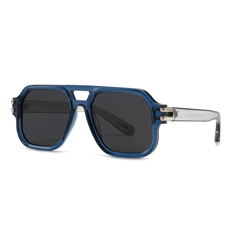 JNPCXI Polarized Fashion Square Sunglasses Men Gradient Shades UV400 Vintage Rivets Women Trending Sun Glasses