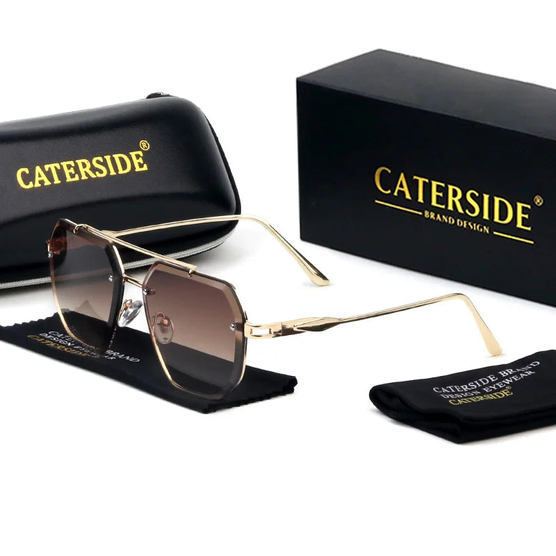 Caterside New Polygon Metal Frame Men's Sunglasses Fashion Simple Vintage Women Sun Glasses UV400 Driving Fishing The Best Gift
