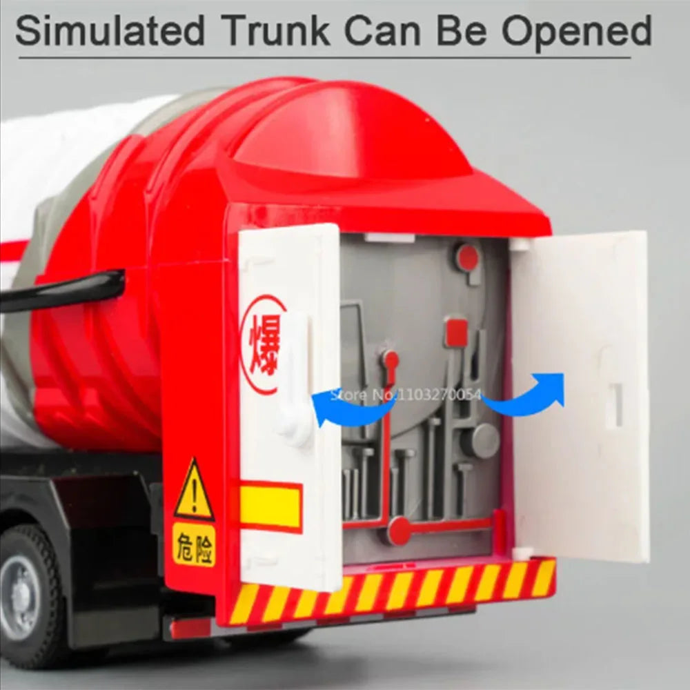 1/50 Oil Tank Truck Alloy Engineering Cars Dump Truck Model Toys Diecasts Natural Gas Tanker Sound Light Water Spray Boys Gifts