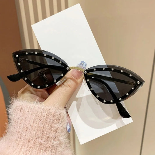 Y2K Spicy Girl Fashion Cat Eye Set with Diamond High Grade Sunglasses European and American Personalized Outdoor Party Trendy Wo