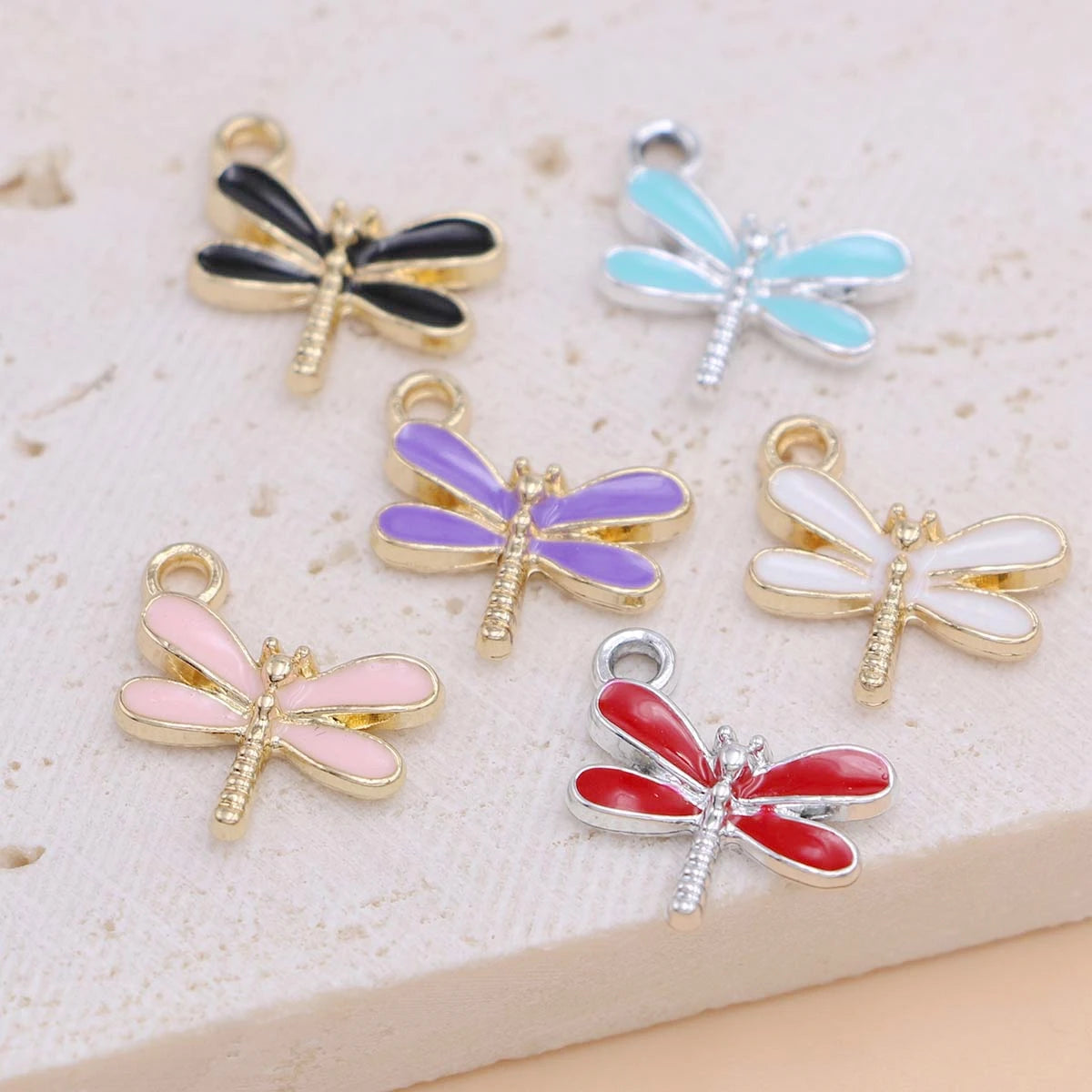 10Pcs Gold Plated Enamel Dragonfly Charms Pendant for Jewelry Making Earrings Bracelet Necklace Accessories DIY Craft Findings