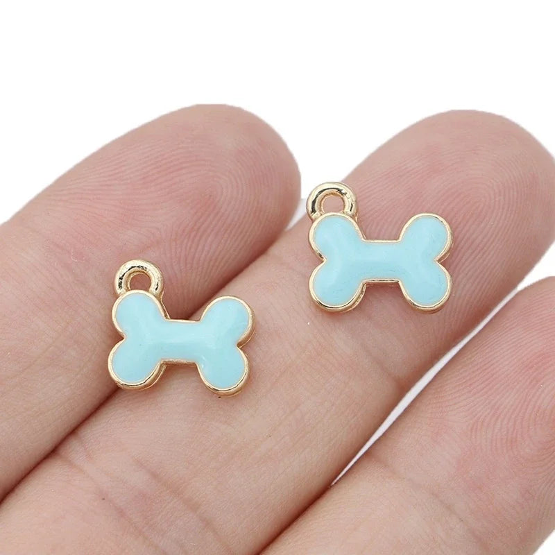 10Pcs Gold Plated Enamel Bone Charm Pendant for Jewelry Making Earrings Bracelet Necklace Accessories DIY Craft Findings