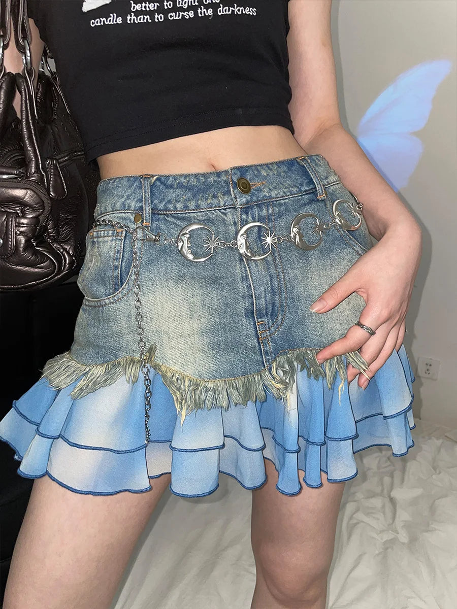 Retro Ethnic Metal Chatelaine Adornment With Skirt 2024 New Summer Thin Belt Korean Version INS Style