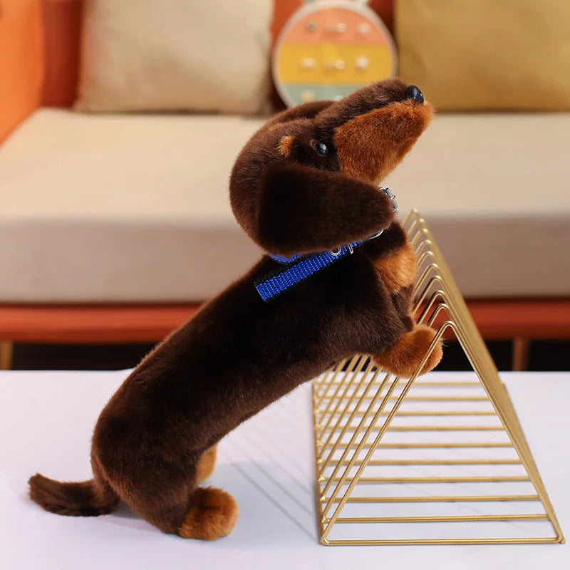 Simulation Dachshund Animal Doll Stuffed Standing Dog Puppy Plush Toy Brown Black Plushie Men Birthday Gift